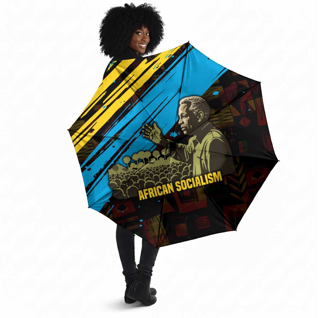Julius Nyerere Umbrella Ujamaa African Socialism Text and Bold Striped Pattern - Wonder Print Shop