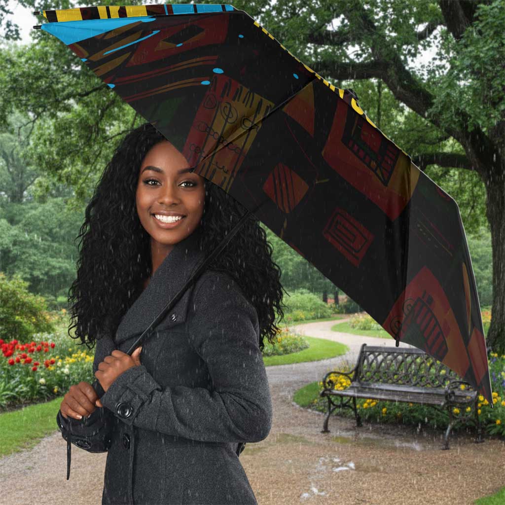 Julius Nyerere Umbrella Ujamaa African Socialism Text and Bold Striped Pattern - Wonder Print Shop