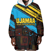 Julius Nyerere Wearable Blanket Hoodie Ujamaa African Socialism Text and Bold Striped Pattern - Wonder Print Shop