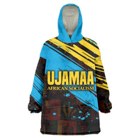 Julius Nyerere Wearable Blanket Hoodie Ujamaa African Socialism Text and Bold Striped Pattern - Wonder Print Shop
