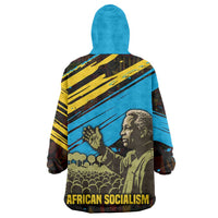 Julius Nyerere Wearable Blanket Hoodie Ujamaa African Socialism Text and Bold Striped Pattern - Wonder Print Shop