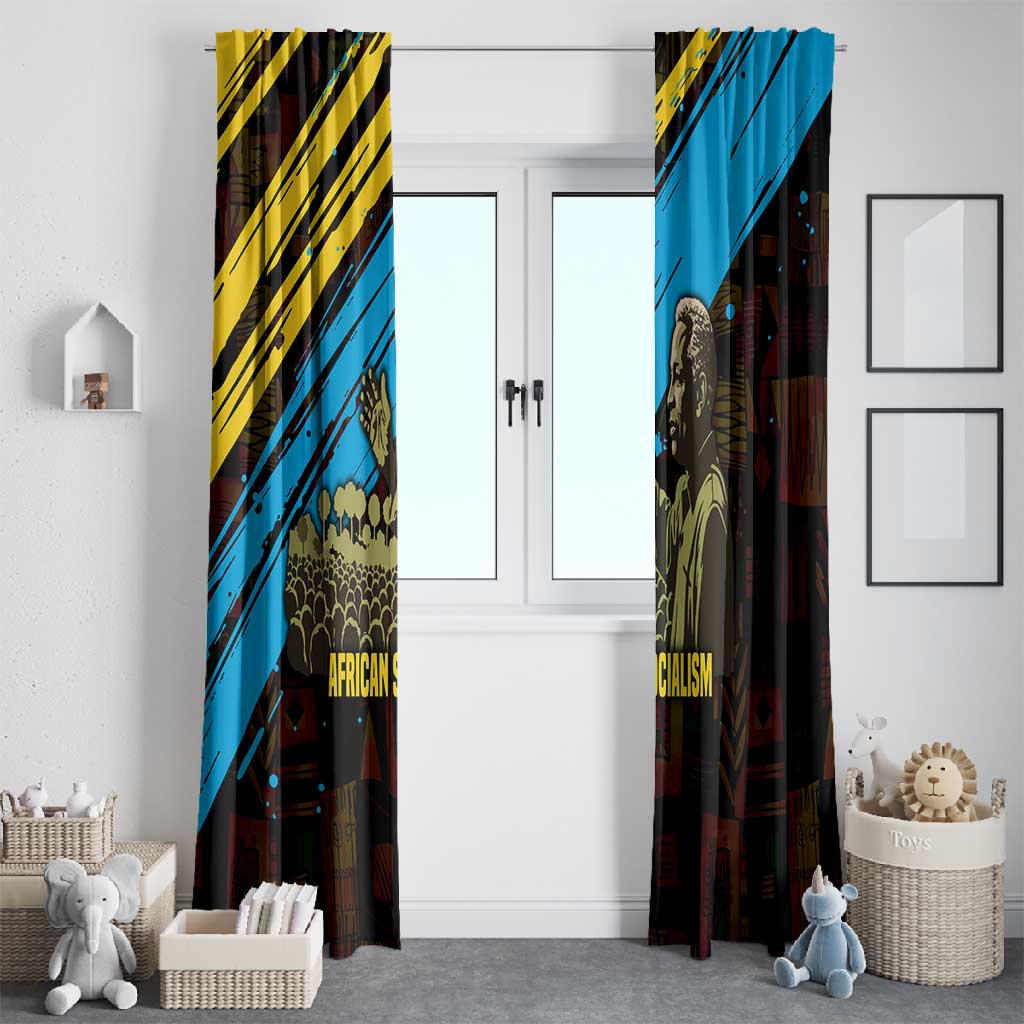 Julius Nyerere Window Curtain Ujamaa African Socialism Text and Bold Striped Pattern - Wonder Print Shop