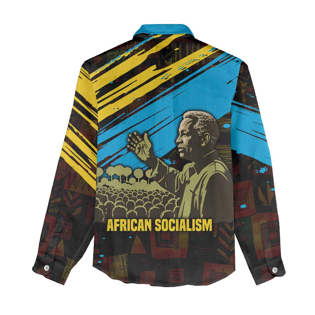 Julius Nyerere Women Casual Shirt Ujamaa African Socialism Text and Bold Striped Pattern - Wonder Print Shop