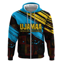Julius Nyerere Zip Hoodie Ujamaa African Socialism Text and Bold Striped Pattern - Wonder Print Shop