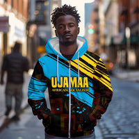 Julius Nyerere Zip Hoodie Ujamaa African Socialism Text and Bold Striped Pattern - Wonder Print Shop