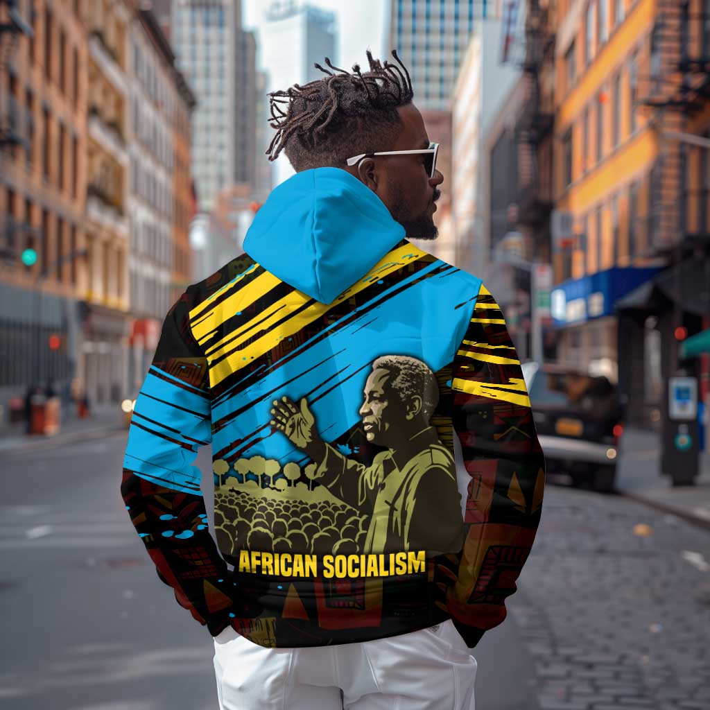 Julius Nyerere Zip Hoodie Ujamaa African Socialism Text and Bold Striped Pattern - Wonder Print Shop