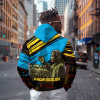 Julius Nyerere Zip Hoodie Ujamaa African Socialism Text and Bold Striped Pattern - Wonder Print Shop