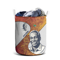 Julius Nyerere Laundry Basket with Smiling Portrait, Tribal Pattern and Simplicity is Power Quote - Wonder Print Shop