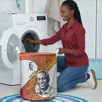 Julius Nyerere Laundry Basket with Smiling Portrait, Tribal Pattern and Simplicity is Power Quote - Wonder Print Shop