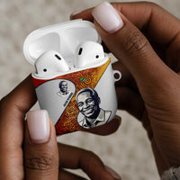 Julius Nyerere AirPods Case with Smiling Portrait, Tribal Pattern and Simplicity is Power Quote - Wonder Print Shop