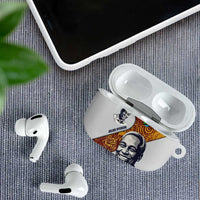 Julius Nyerere AirPods Case with Smiling Portrait, Tribal Pattern and Simplicity is Power Quote - Wonder Print Shop