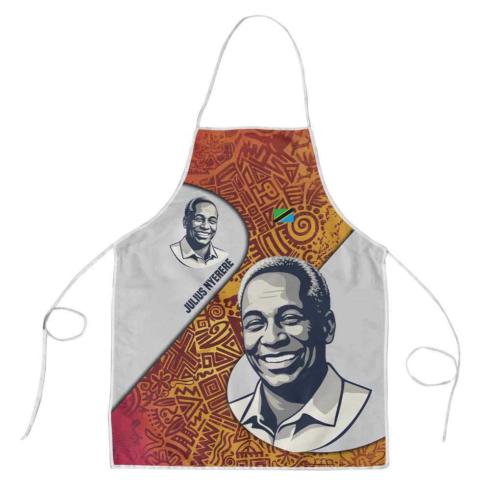 Julius Nyerere Apron with Smiling Portrait, Tribal Pattern and Simplicity is Power Quote - Wonder Print Shop