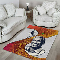 Julius Nyerere Area Rug with Smiling Portrait, Tribal Pattern and Simplicity is Power Quote - Wonder Print Shop