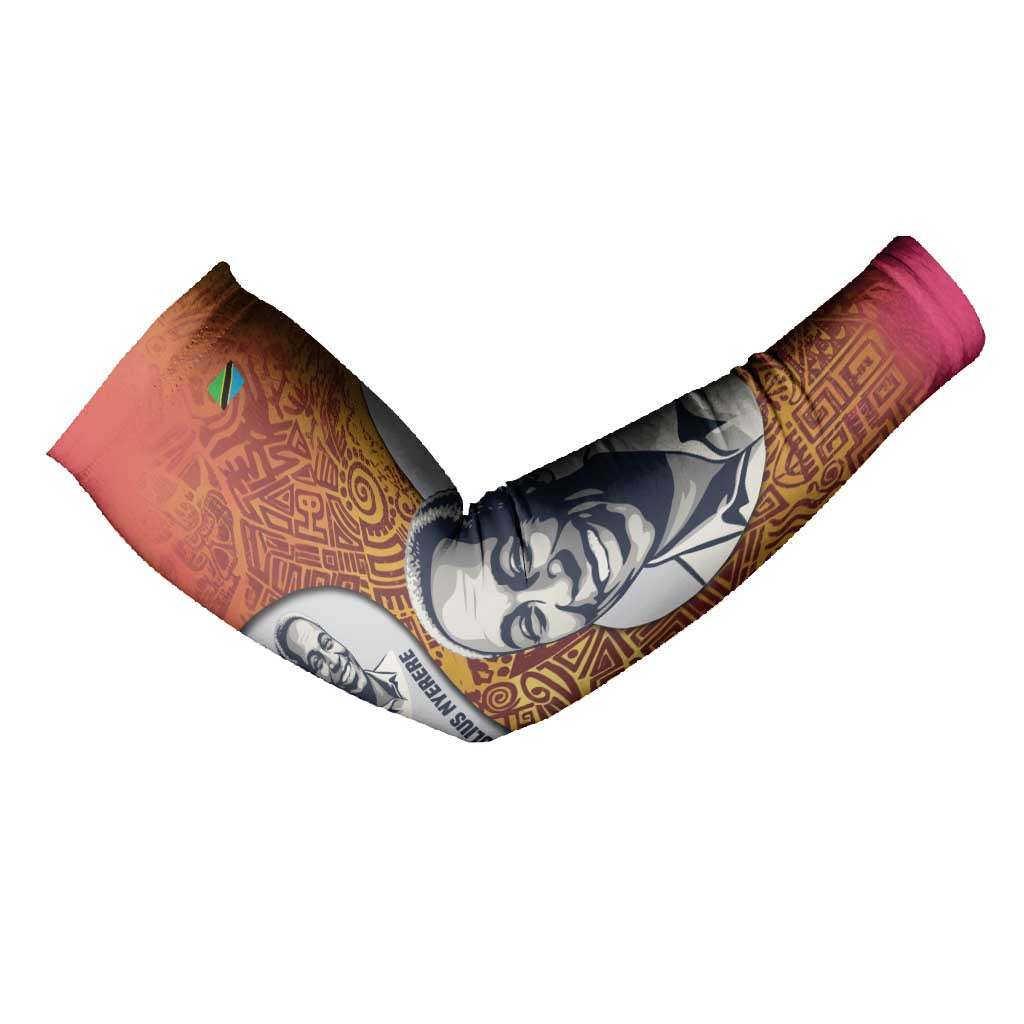 Julius Nyerere Arm Sleeves with Smiling Portrait, Tribal Pattern and Simplicity is Power Quote - Wonder Print Shop