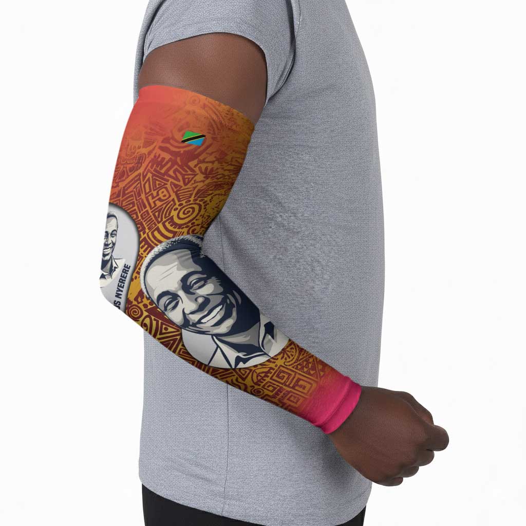 Julius Nyerere Arm Sleeves with Smiling Portrait, Tribal Pattern and Simplicity is Power Quote - Wonder Print Shop