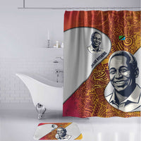 Julius Nyerere Bathroom Set with Smiling Portrait, Tribal Pattern and Simplicity is Power Quote - Wonder Print Shop