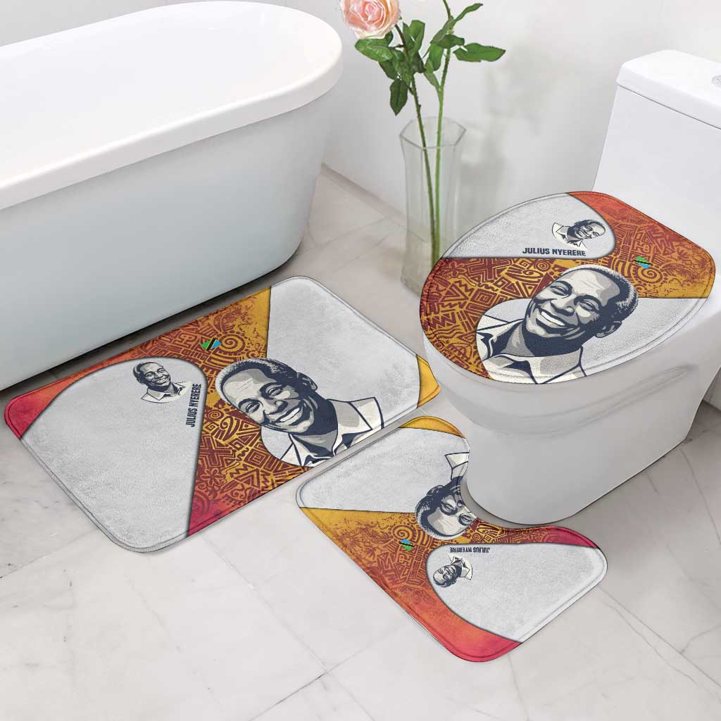 Julius Nyerere Bathroom Set with Smiling Portrait, Tribal Pattern and Simplicity is Power Quote - Wonder Print Shop
