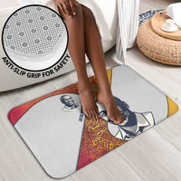 Julius Nyerere Bathroom Set with Smiling Portrait, Tribal Pattern and Simplicity is Power Quote - Wonder Print Shop