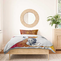 Julius Nyerere Bedding Set with Smiling Portrait, Tribal Pattern and Simplicity is Power Quote - Wonder Print Shop