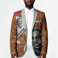 Julius Nyerere Blazer with Smiling Portrait, Tribal Pattern and Simplicity is Power Quote - Wonder Print Shop