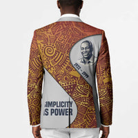 Julius Nyerere Blazer with Smiling Portrait, Tribal Pattern and Simplicity is Power Quote - Wonder Print Shop