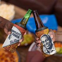 Julius Nyerere 4 in 1 Can Cooler Tumbler with Smiling Portrait, Tribal Pattern and Simplicity is Power Quote - Wonder Print Shop