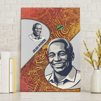 Julius Nyerere Canvas Wall Art with Smiling Portrait, Tribal Pattern and Simplicity is Power Quote - Wonder Print Shop