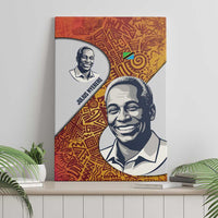 Julius Nyerere Canvas Wall Art with Smiling Portrait, Tribal Pattern and Simplicity is Power Quote - Wonder Print Shop