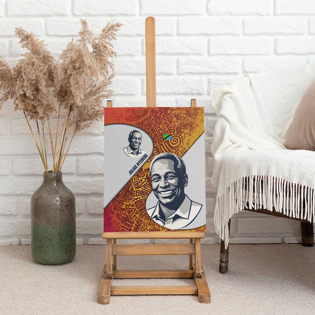 Julius Nyerere Canvas Wall Art with Smiling Portrait, Tribal Pattern and Simplicity is Power Quote - Wonder Print Shop