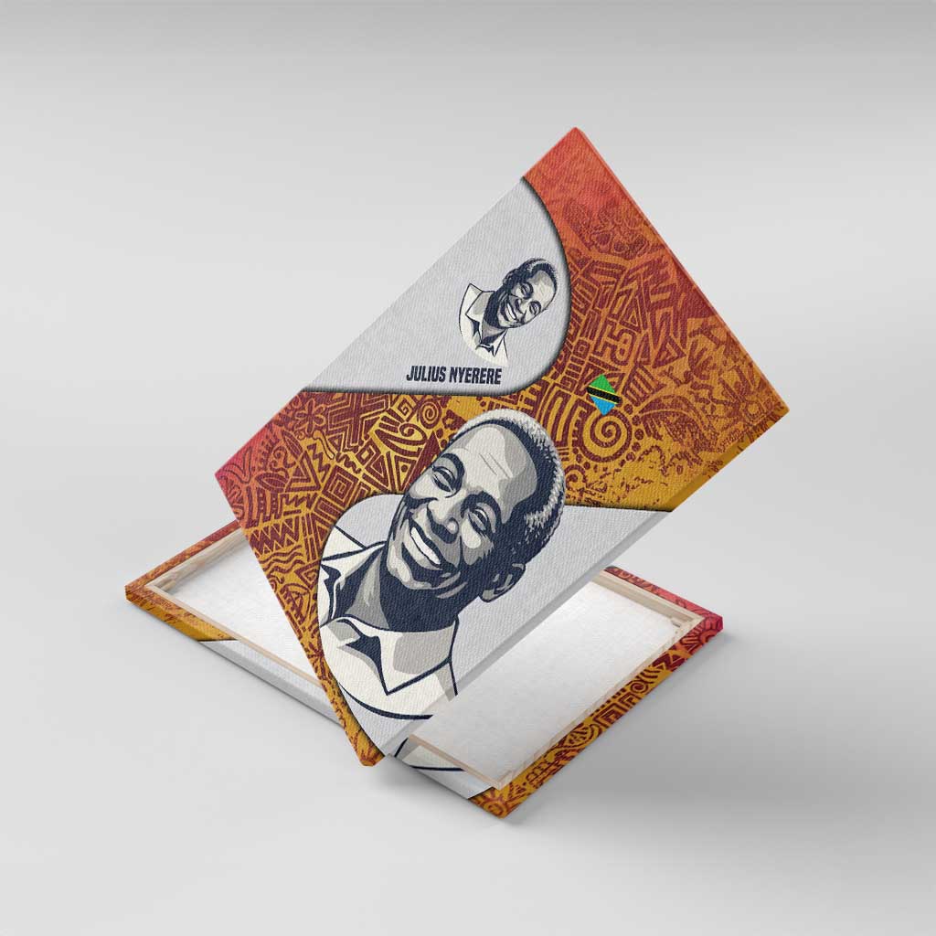 Julius Nyerere Canvas Wall Art with Smiling Portrait, Tribal Pattern and Simplicity is Power Quote - Wonder Print Shop