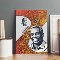 Julius Nyerere Canvas Wall Art with Smiling Portrait, Tribal Pattern and Simplicity is Power Quote - Wonder Print Shop