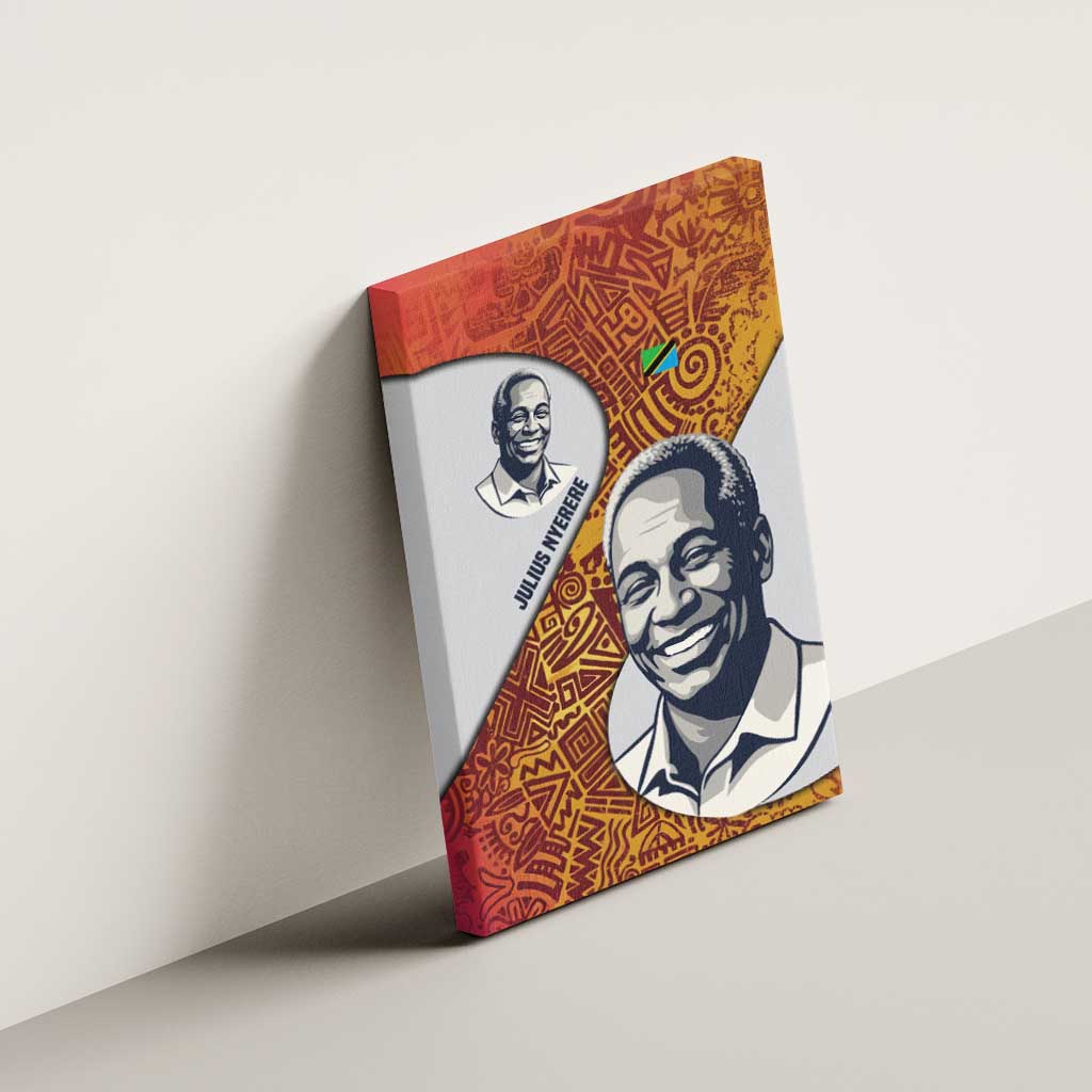Julius Nyerere Canvas Wall Art with Smiling Portrait, Tribal Pattern and Simplicity is Power Quote - Wonder Print Shop