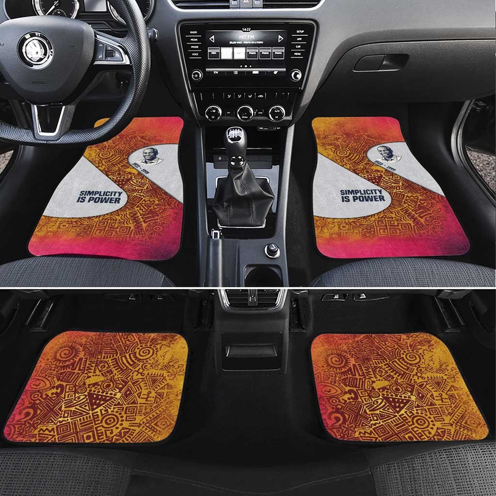 Julius Nyerere Car Mats with Smiling Portrait, Tribal Pattern and Simplicity is Power Quote - Wonder Print Shop