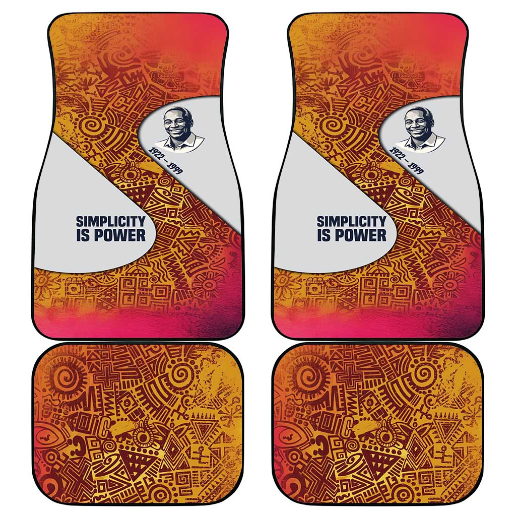 Julius Nyerere Car Mats with Smiling Portrait, Tribal Pattern and Simplicity is Power Quote - Wonder Print Shop