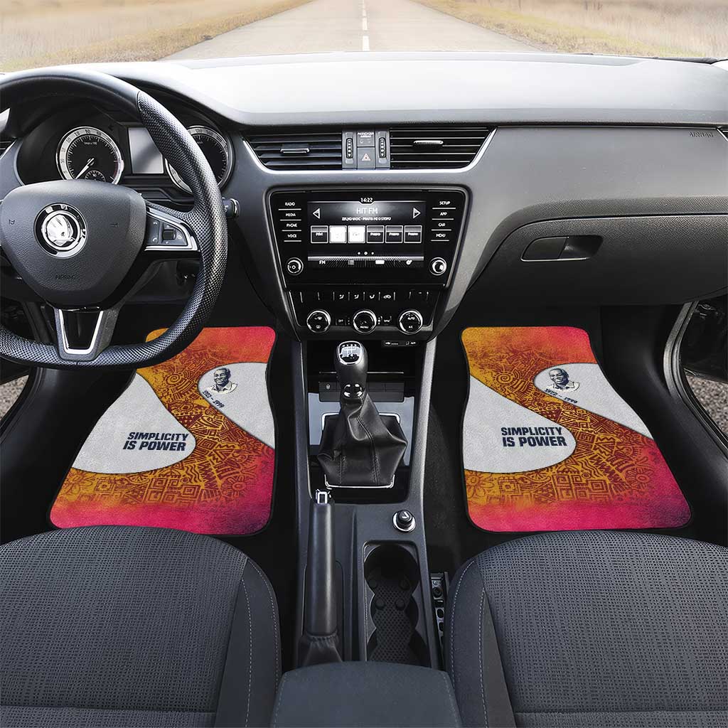 Julius Nyerere Car Mats with Smiling Portrait, Tribal Pattern and Simplicity is Power Quote - Wonder Print Shop