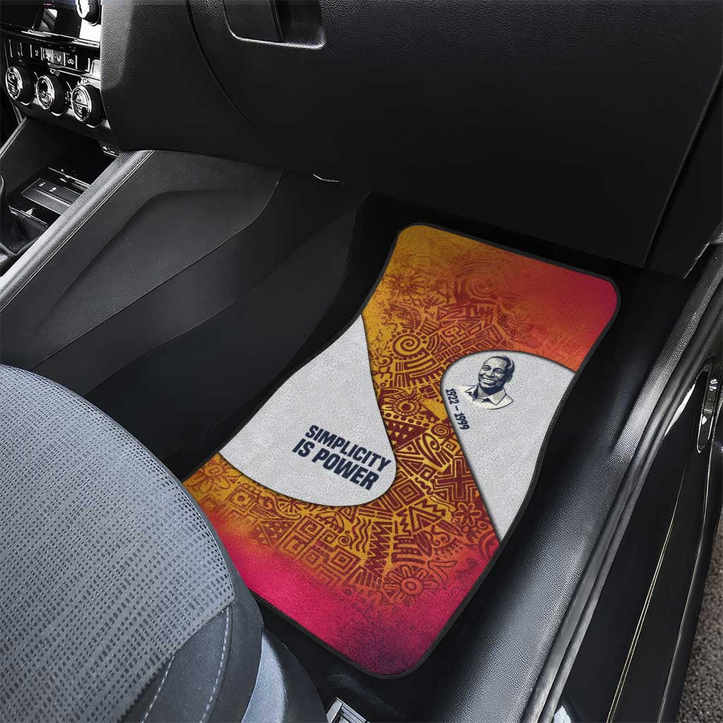 Julius Nyerere Car Mats with Smiling Portrait, Tribal Pattern and Simplicity is Power Quote - Wonder Print Shop