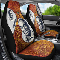 Julius Nyerere Car Seat Cover with Smiling Portrait, Tribal Pattern and Simplicity is Power Quote - Wonder Print Shop
