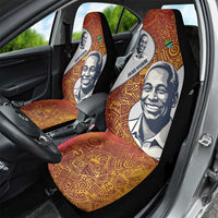 Julius Nyerere Car Seat Cover with Smiling Portrait, Tribal Pattern and Simplicity is Power Quote - Wonder Print Shop