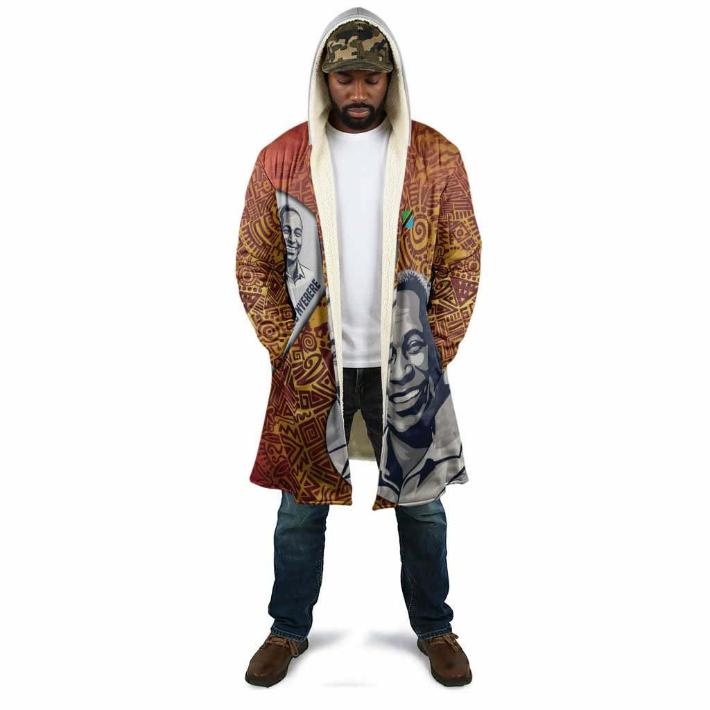 Julius Nyerere Cloak with Smiling Portrait, Tribal Pattern and Simplicity is Power Quote - Wonder Print Shop
