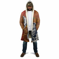 Julius Nyerere Cloak with Smiling Portrait, Tribal Pattern and Simplicity is Power Quote - Wonder Print Shop