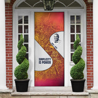 Julius Nyerere Door Cover with Smiling Portrait, Tribal Pattern and Simplicity is Power Quote - Wonder Print Shop