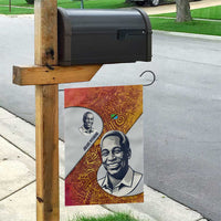 Julius Nyerere Garden Flag with Smiling Portrait, Tribal Pattern and Simplicity is Power Quote - Wonder Print Shop