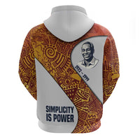 Julius Nyerere Hoodie with Smiling Portrait, Tribal Pattern and Simplicity is Power Quote - Wonder Print Shop