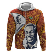 Julius Nyerere Hoodie with Smiling Portrait, Tribal Pattern and Simplicity is Power Quote - Wonder Print Shop