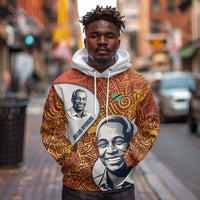 Julius Nyerere Hoodie with Smiling Portrait, Tribal Pattern and Simplicity is Power Quote - Wonder Print Shop