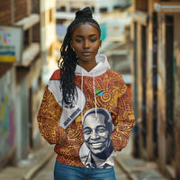 Julius Nyerere Hoodie with Smiling Portrait, Tribal Pattern and Simplicity is Power Quote - Wonder Print Shop