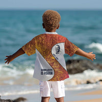 Julius Nyerere Kid Hawaiian Shirt with Smiling Portrait, Tribal Pattern and Simplicity is Power Quote - Wonder Print Shop