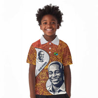 Julius Nyerere Kid Polo Shirt with Smiling Portrait, Tribal Pattern and Simplicity is Power Quote - Wonder Print Shop