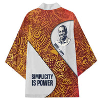 Julius Nyerere Kimono with Smiling Portrait, Tribal Pattern and Simplicity is Power Quote - Wonder Print Shop