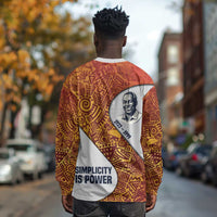 Julius Nyerere Long Sleeve Shirt with Smiling Portrait, Tribal Pattern and Simplicity is Power Quote - Wonder Print Shop